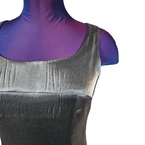 Adrianna Papell Metallic Silver Short Cocktail Sheath Dress Size 6P Women's W16 - Picture 3 of 9